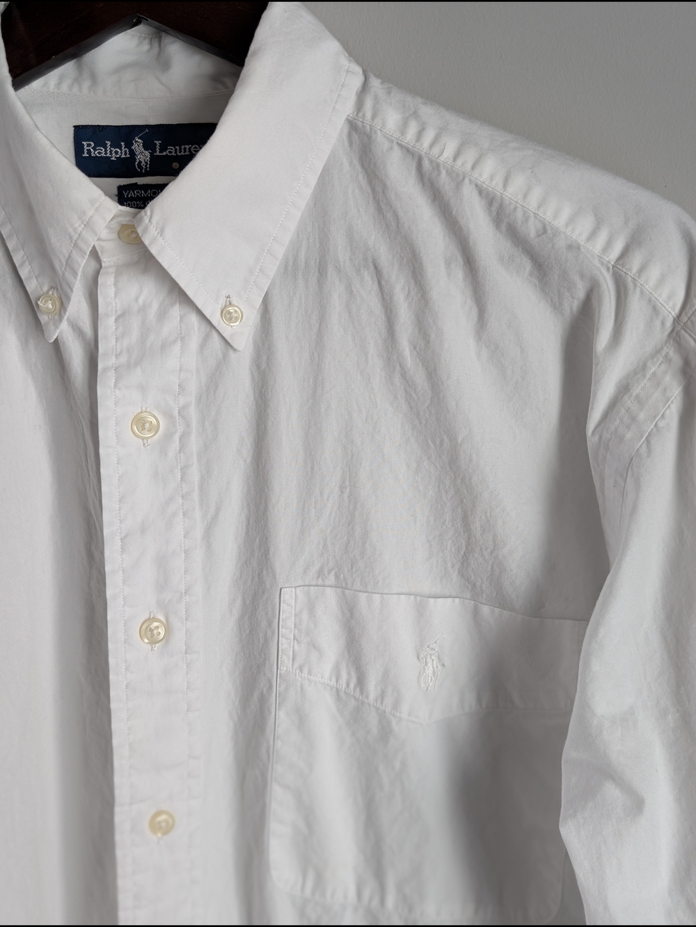 VTG Ralph Lauren Yarmouth Oxford Shirt Mens 16.5 32/33 White Cotton Button Down